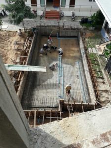 swimming pool reinforcement work going on in the Bophut area of Koh Samui